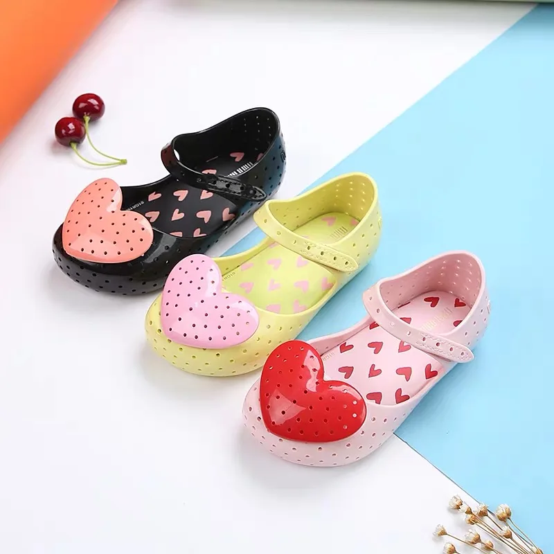 

2022 NEW Baby Shoes Soft Bottom Melissa Sandals For Kids Non-slip Princess Mini Melissa Lovely Heart Girl Jelly Shoes Sandals