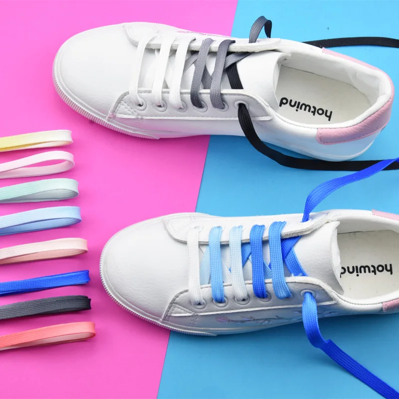 Colorful Flat Shoelaces Candy Gradient Rainbow Shoelace Kids Adult  Canvas Shoe Laces Camping Boots Silk Party Shoestring 1 Pair