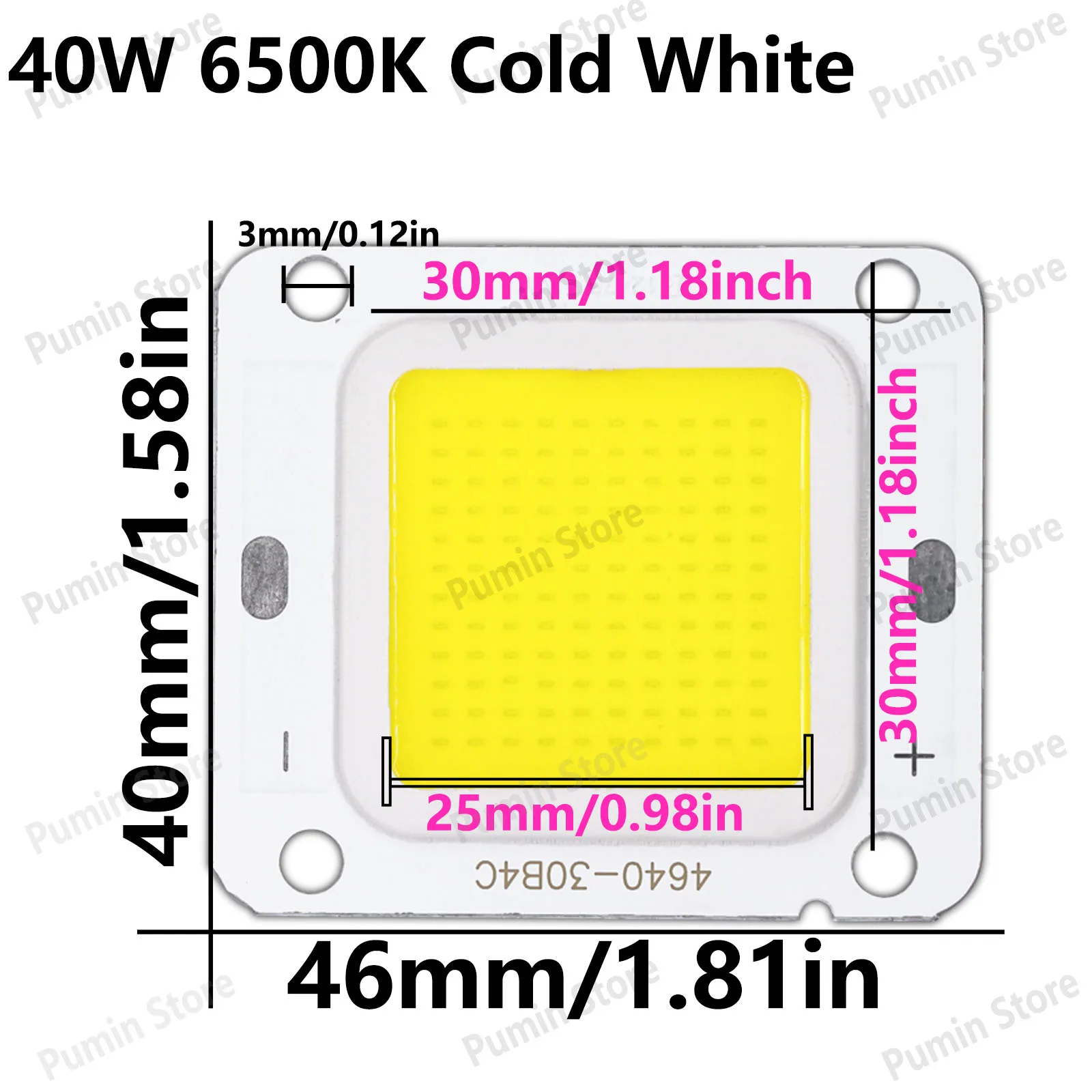 Светодиод luminoso COB SMD квадратный встроенный чип 4640 DC12-14V 40 Вт холодный теплый белый