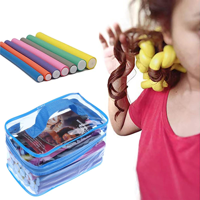 42Pcs/bag Soft Hair Curlers for Women for Sleep DIY Magic Heatless Curly Styling Tools Bendy Foam Curls Modeler Rollers