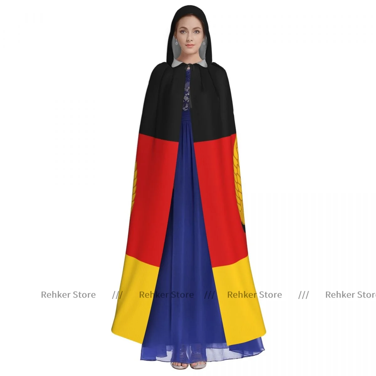 Взрослый женский халат с капюшоном и флагом немецкий накидка на Хэллоуин Полная