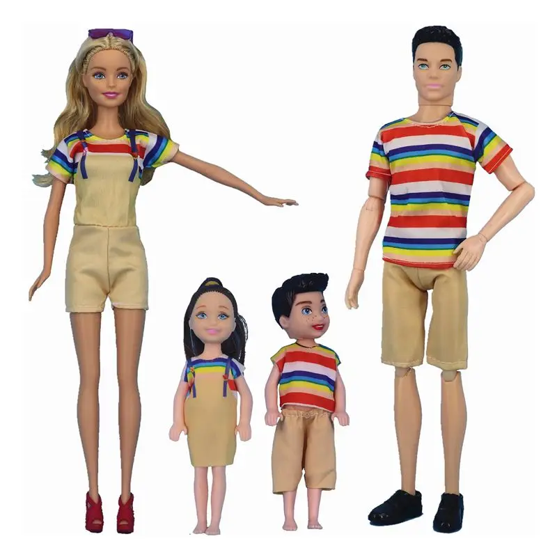 Wear Outfit Boys Girls Mom Dad Family Dress For Barbie Ken Bady Diy