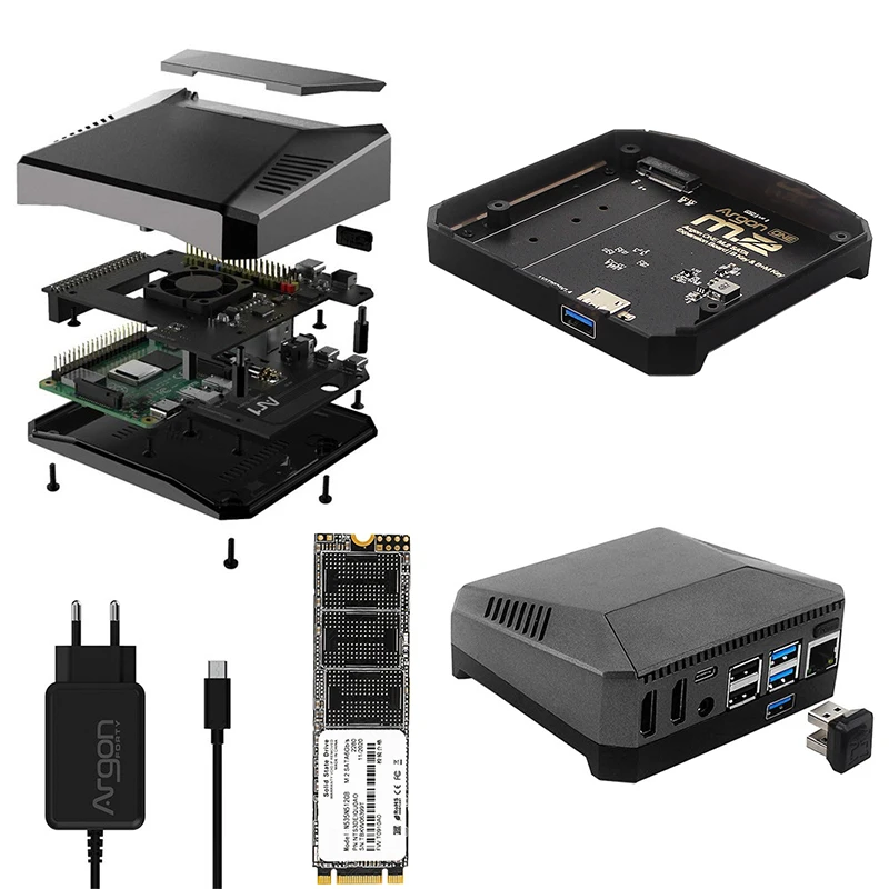 

Чехол Argon ONE M.2 для Raspberry Pi 4 Model B M.2 SATA SSD на USB, алюминиевый чехол, плата расширения USB 3,0 на M.2 SATA SSD адаптер