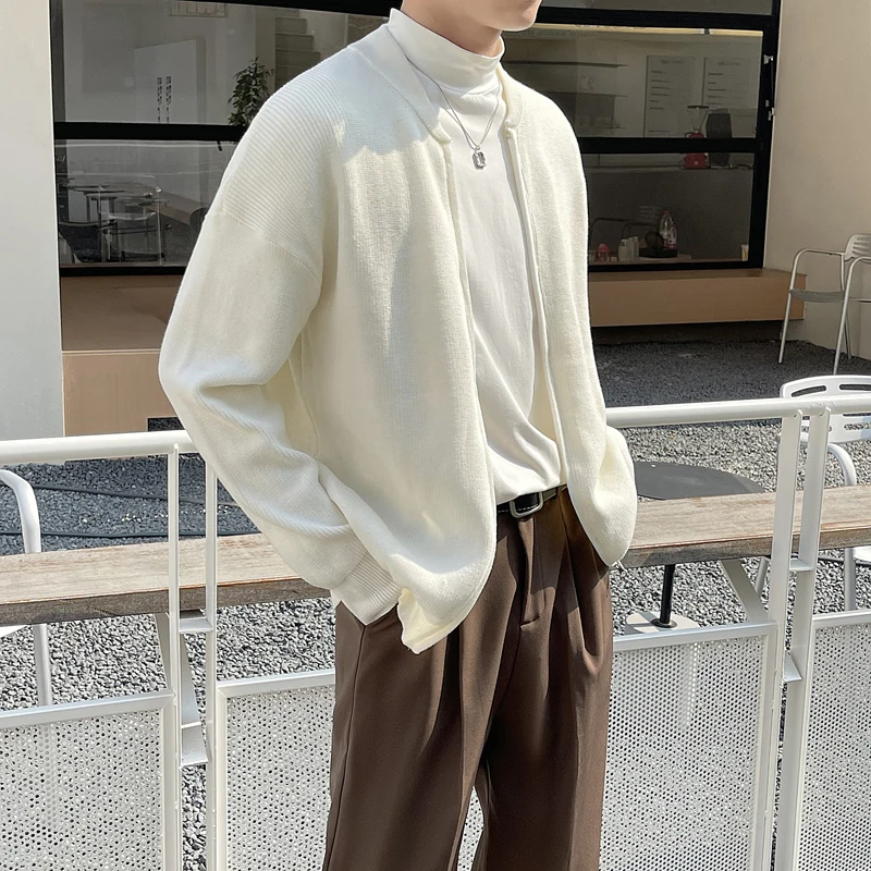 

Solid color knitted cardigan coat men's Japanese casual simple sweater sweater