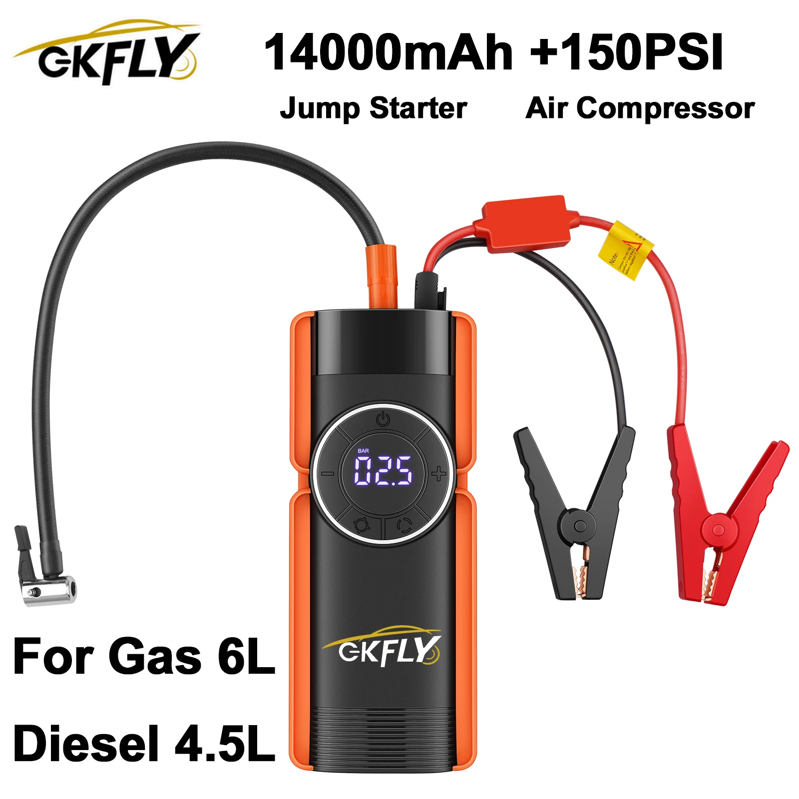 GKFLY Car Jump Starter Starting Device Battery Power Bank 1000A Jumpstarter Auto Buster 150PSI Air Compressor Car Tire Inflator