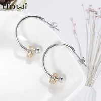 dowi big 22mm round cubic zirconia stud drop earrings for women female pendientes semicircle fashion jewelry wholesale