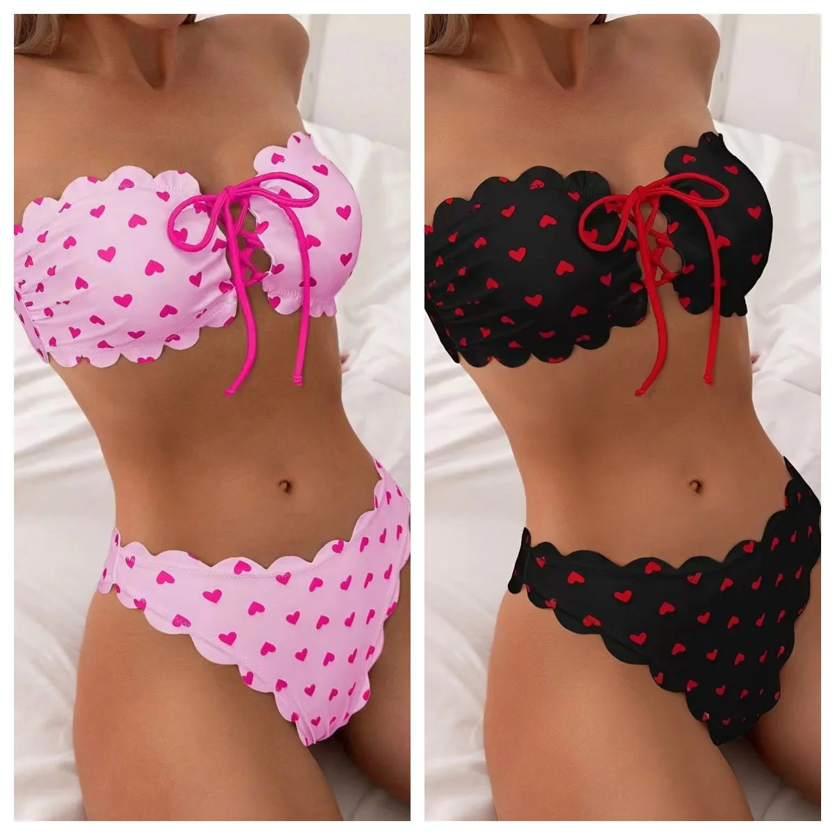 Женское бикини в горошек из полиэстера