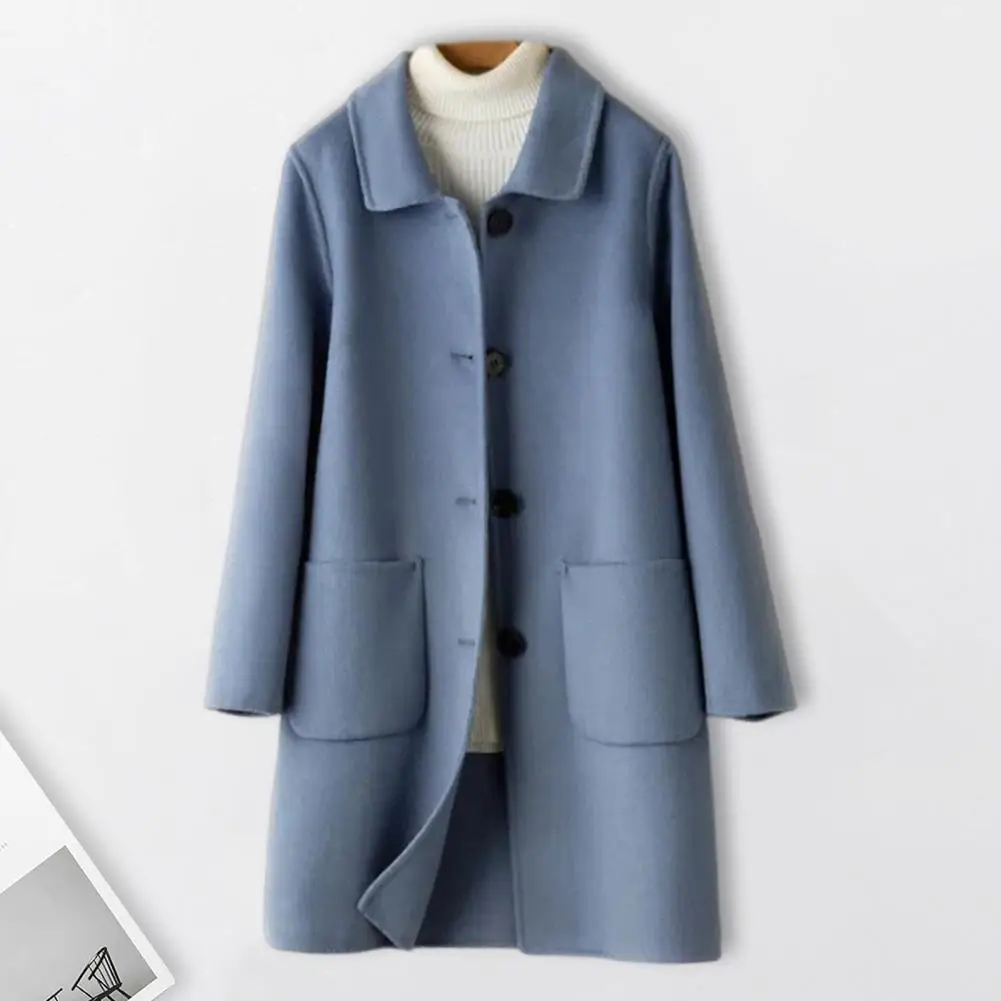 Осень-зима 2024 женские однотонные куртки полушерстяные пальто корейские