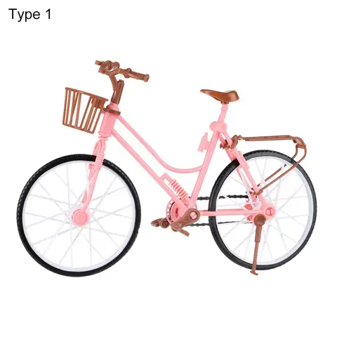 Женский розовый миниатюрный велосипед, зеленая пластиковая модель велосипеда для кукольного домика Барби, детская игрушка, модель велосипедной сцены