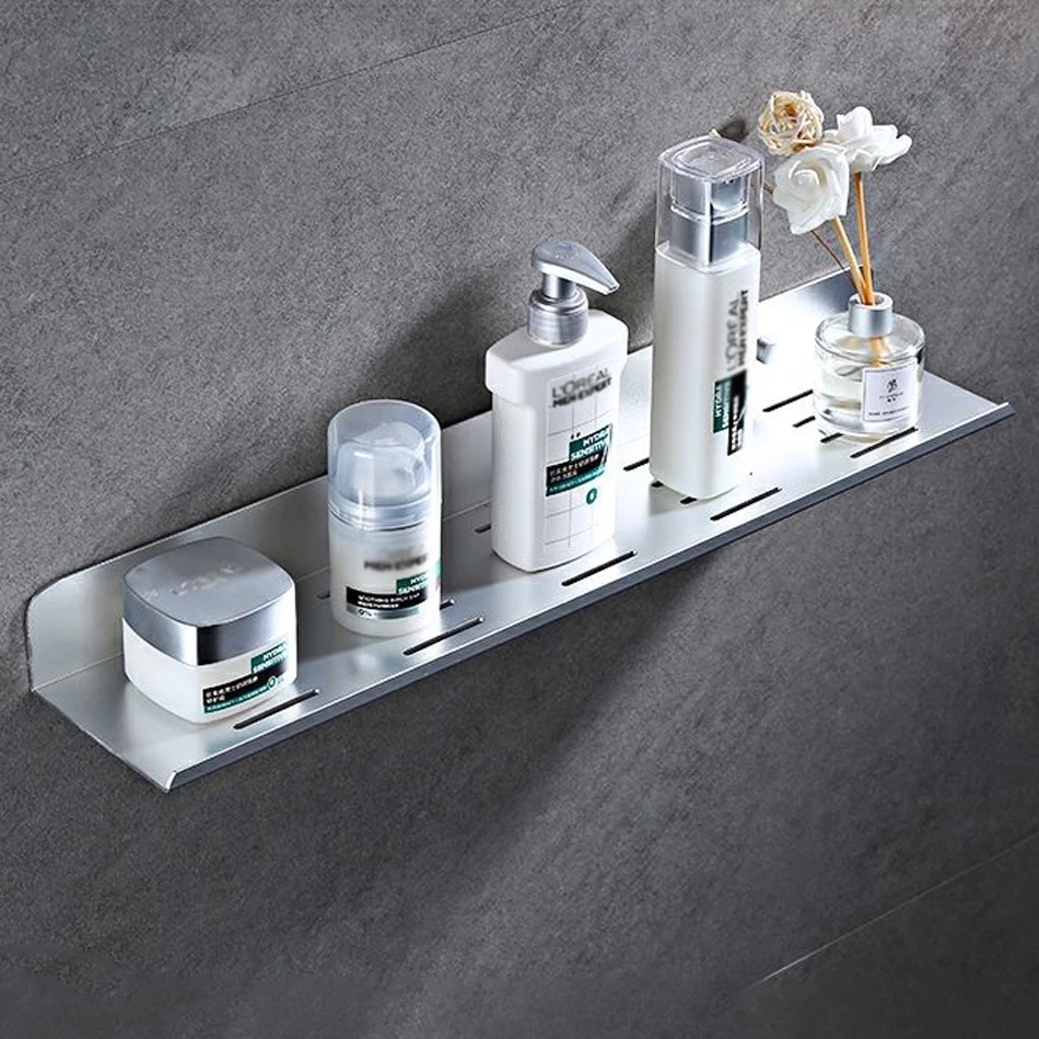

Bathroom Shelf Matte Black Sliver Rectangle Kitchen Lavatory Shower Soap Shampoo Storage Organizer Shelf Rackl Bath Accessories