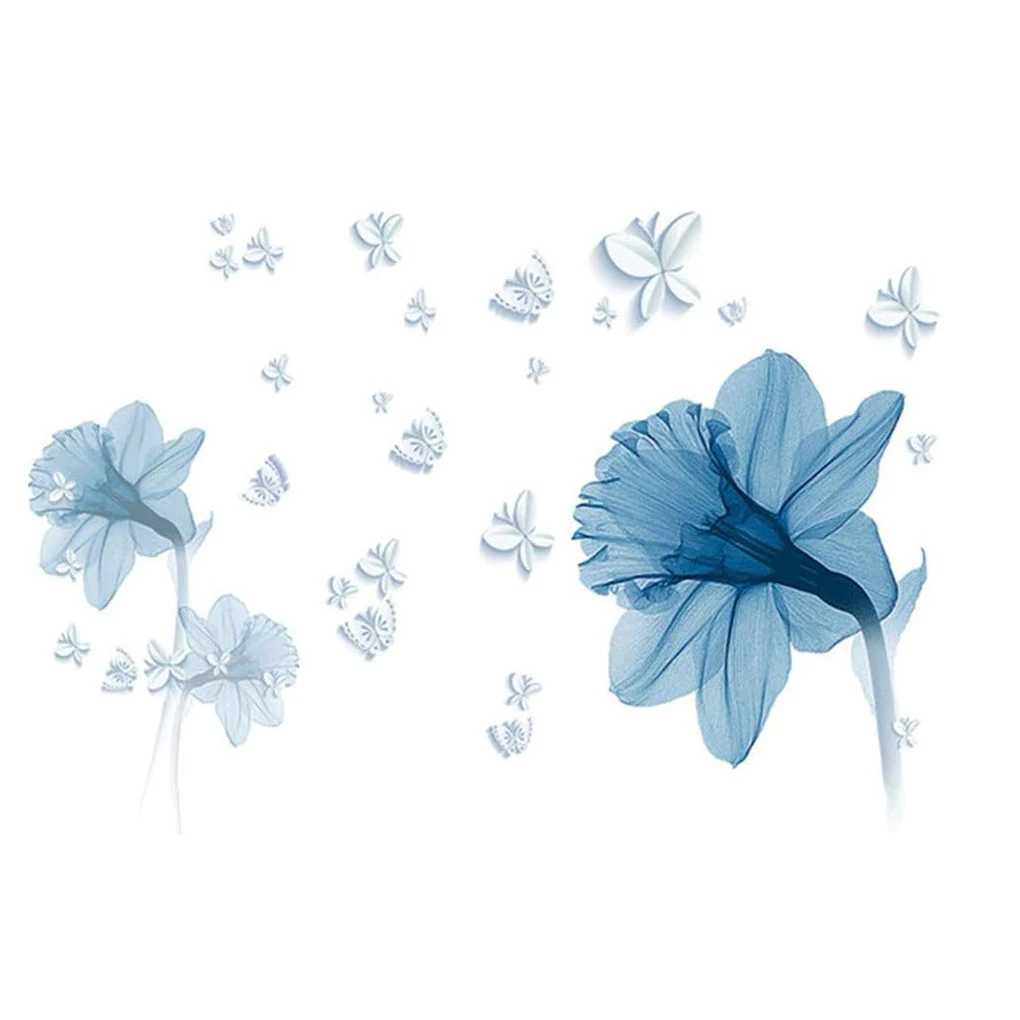 

2 светильник синий легко самоклеящийся стикер на стену для красивого домашнего вида, легко наклеивается на стену с цветами