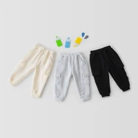 1 6y baby boys loose casual pants big pocket children trousers fashion kids cargo pants cotton girls harem pants baby clothes