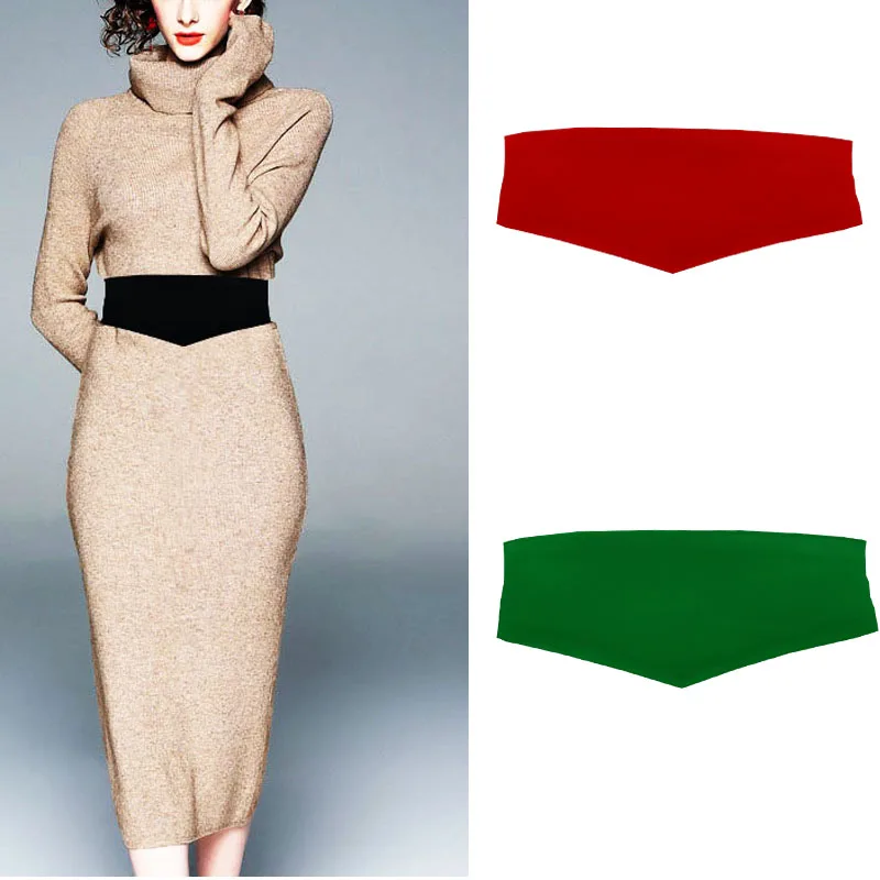 

Women's Solid Color Retro Wide Waist Belt Elastic Dress/Sweater Belt All Match Waistband Girdle