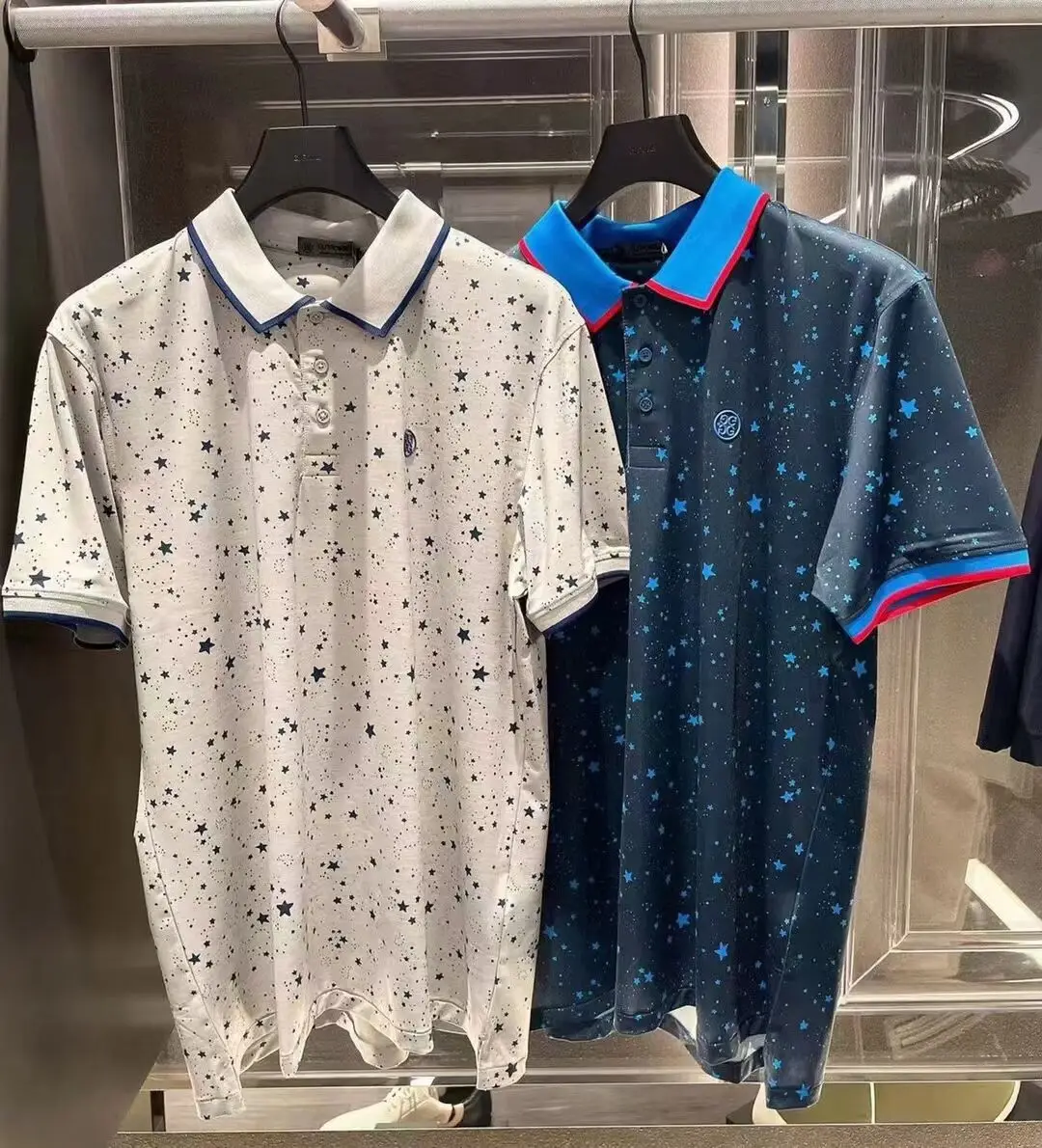 

Digital Printing Threaded Lapel Men's Golf Clothing Short-sleeved Tops All-match Sports GOLF Korean Youth Golf Clothing