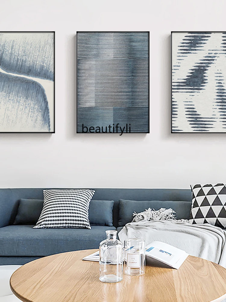 CXH простая Синяя абстрактная декоративная картина для гостиной Триптих