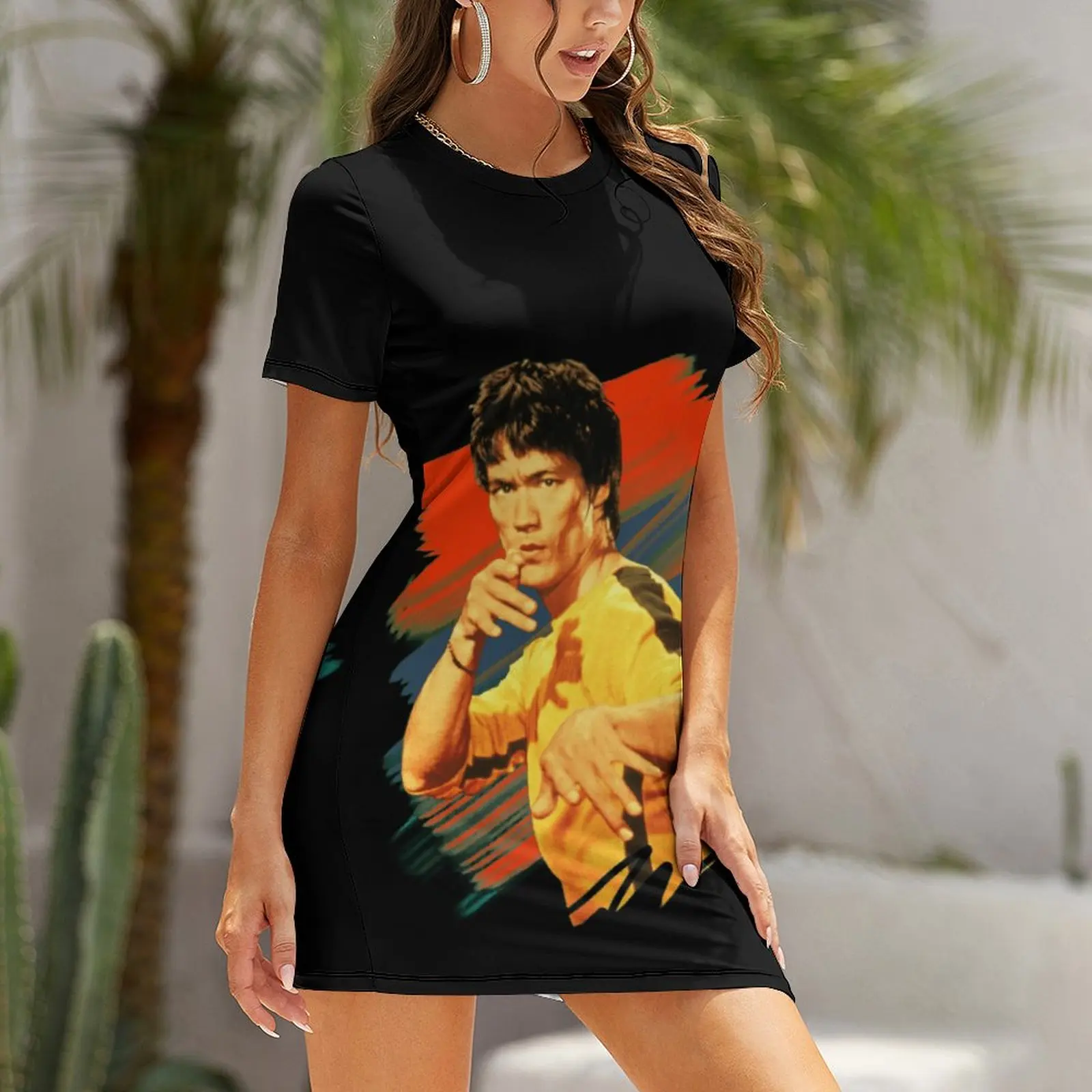 Женское платье с коротким рукавом Экзотическая одежда смешным принтом