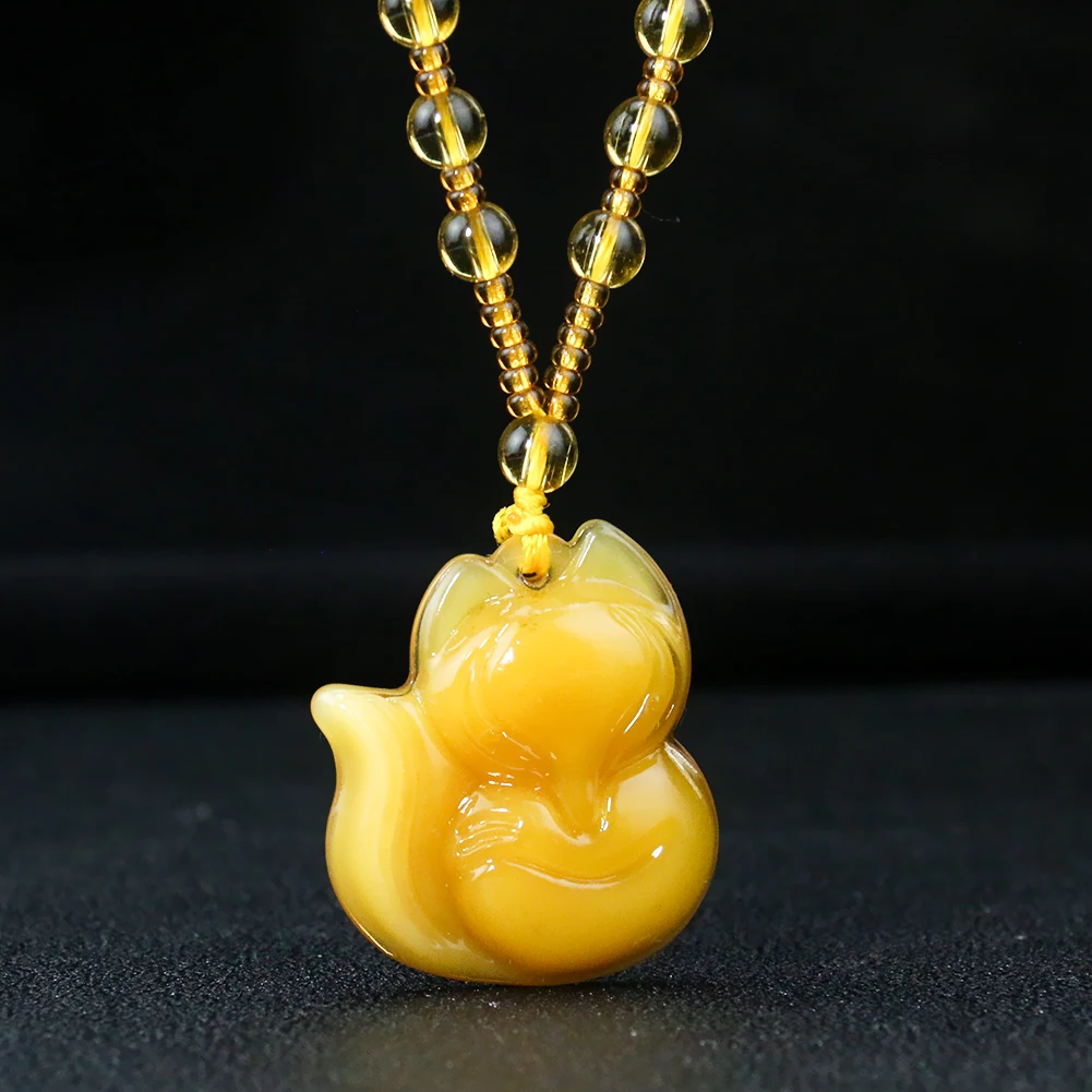 

Lovely Fox Animal Luster Nine Tailed Fox Glass Spacer Bead Manual Polished Necklace Jewelry Craft Mascot Feng Shui Hanging Decor