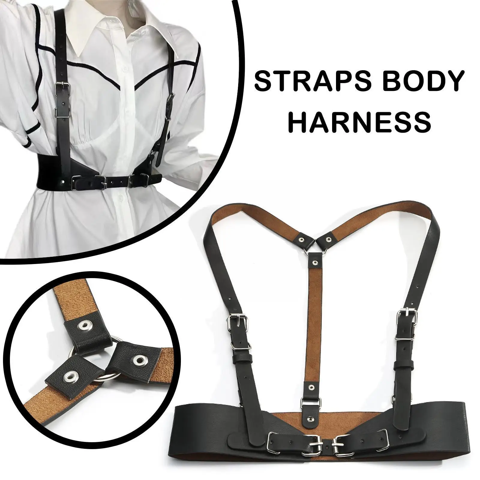 

Women Waist Belt Adjustable Straps Punk Corset Leather Retro Belts Faux Fashion J9t5
