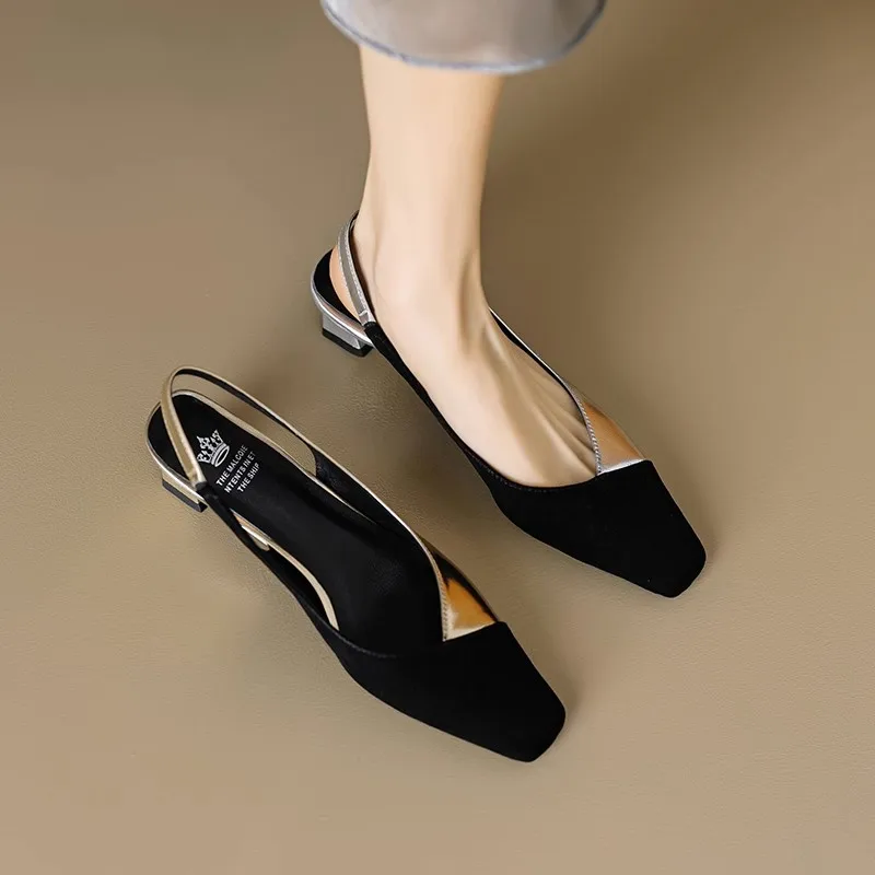 

Original Minimalist Style True Soft Leather Colored Baotou Sandals for Women's 2023 Summer Casual Style Thick Heel Shoes