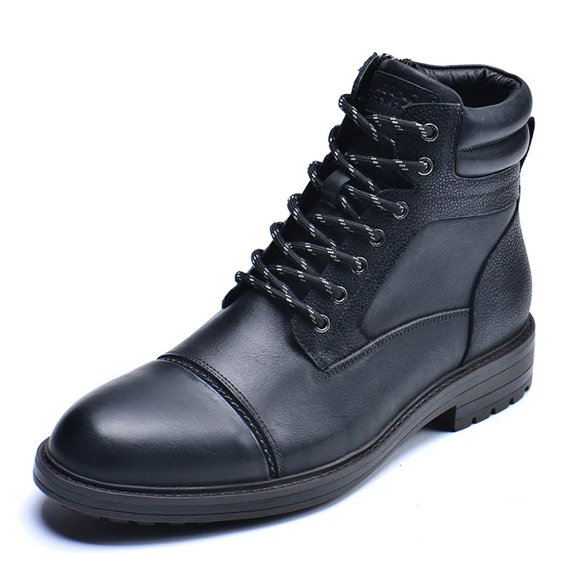 

Men Winter Shoes 2022 Autumn New Black Martins Boots Genuine Leather Handmade Fashion British Ankle Warm Casual Botas Size 13