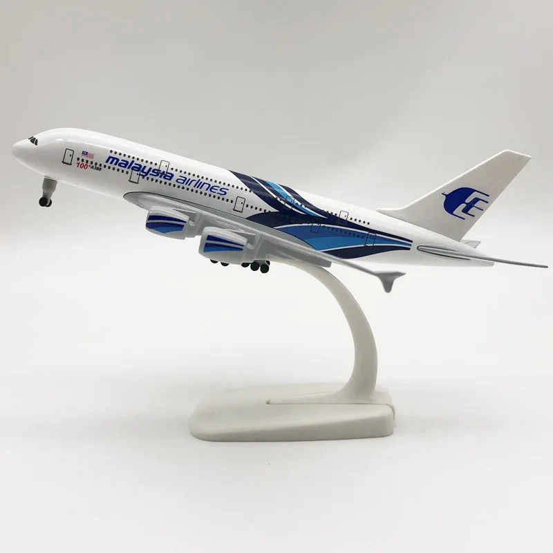

20cm Alloy Metal Air Malaysia Airlines Airbus 380 A380 Airways Airplane Model Diecast Plane Model with Wheels Holder Aircraft