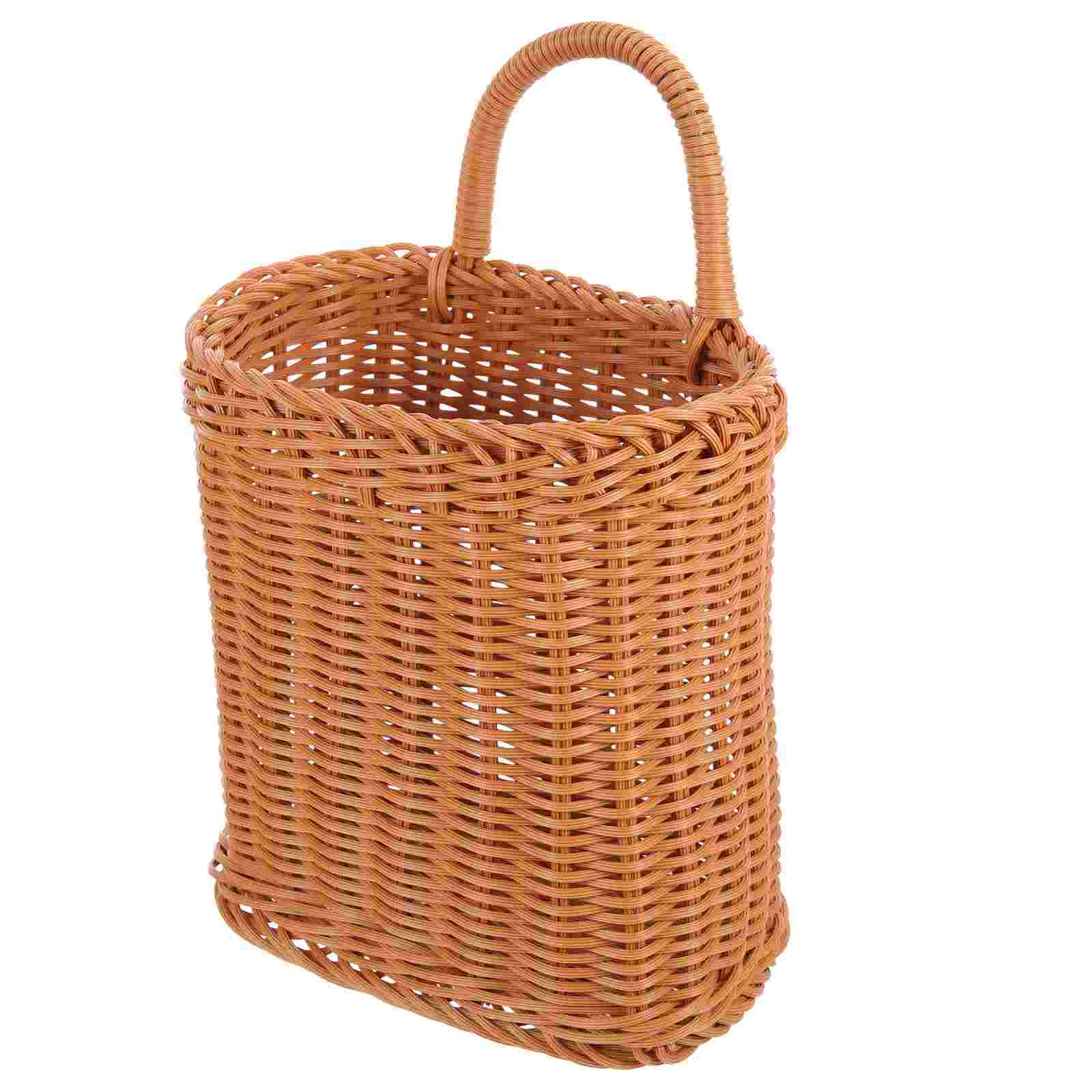 

Wicker Woven Hanging Basket Wall Hanging Basket Organizer Fruit Vegetable Rattan Waste Basket Farmhouse Bin Wall Planter