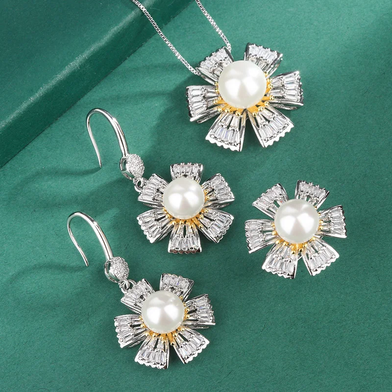 

genuine Luxury brand real jewels Australian Fritillaria Necklace Female Personality Microinlaid Flower Ring Fashion Commuter Whi