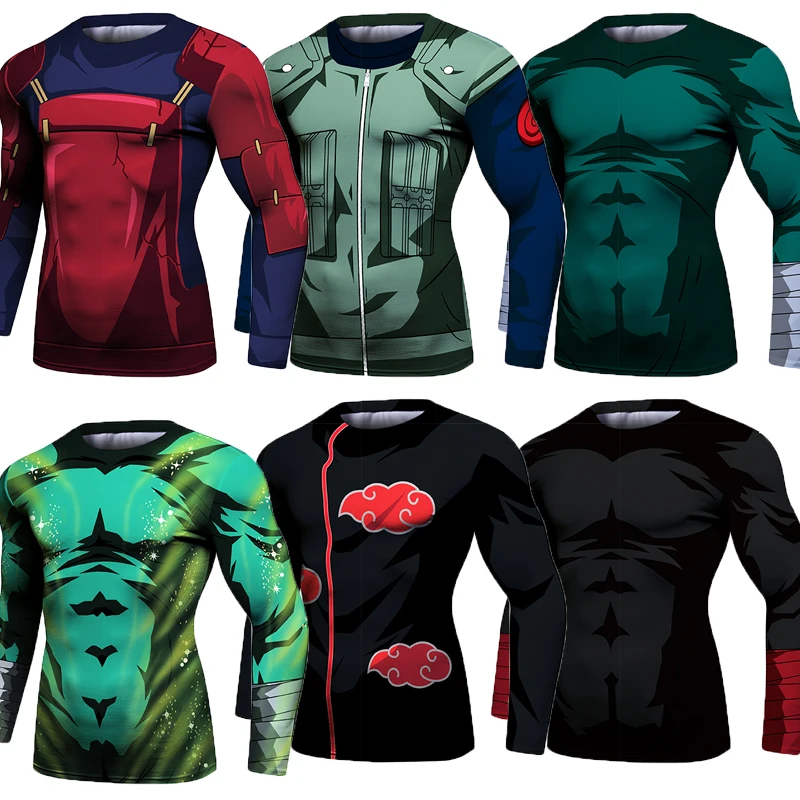 

Футболка мужская с забавным аниме, полиэстер и спандекс, легкая тренировочная рубашка с рисунком под кожу, для велоспорта