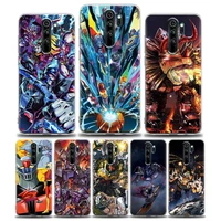 marvel mazinger transformers clear phone case for redmi 10c note 11 11s 11t 10 10s 9 9s 8 8t 7 pro 5g 4g plus soft silicone case