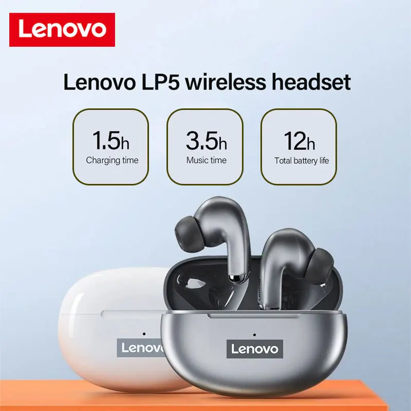Ceny Lenovo LP5 Bezprzewodowy Zestaw Słuchawkowy Bluetooth Wodoodporne Słuchawki HiFi Muzyka Zestaw Słuchawkowy Dla Sportu Z Mikrofonem Słuchawki Redukcja Szumów