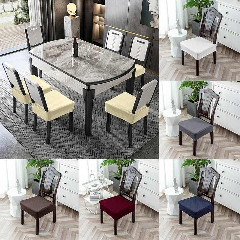 

Solid Printed Chair Cover for Dining Room Chair Protector Waterproof Non-slip Wear-resistant Dust-proof Stool Cover Home Textile
