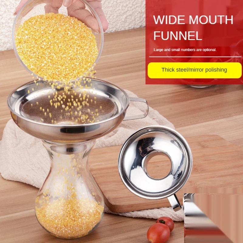 

Wide Throat Funnels Transfer Canning Hopper Filter Leak Bottle Funnels with Handle Easy to Clean Kitchen Utensils T21C