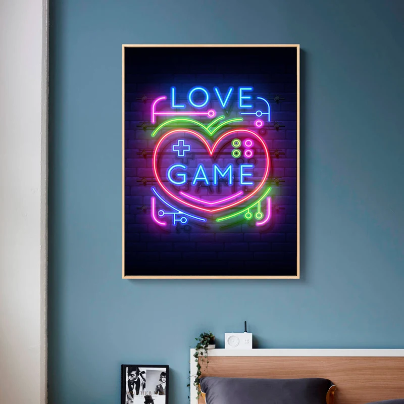Игровые цитаты игра Ночная любовь неоновый художественный постер холст картина