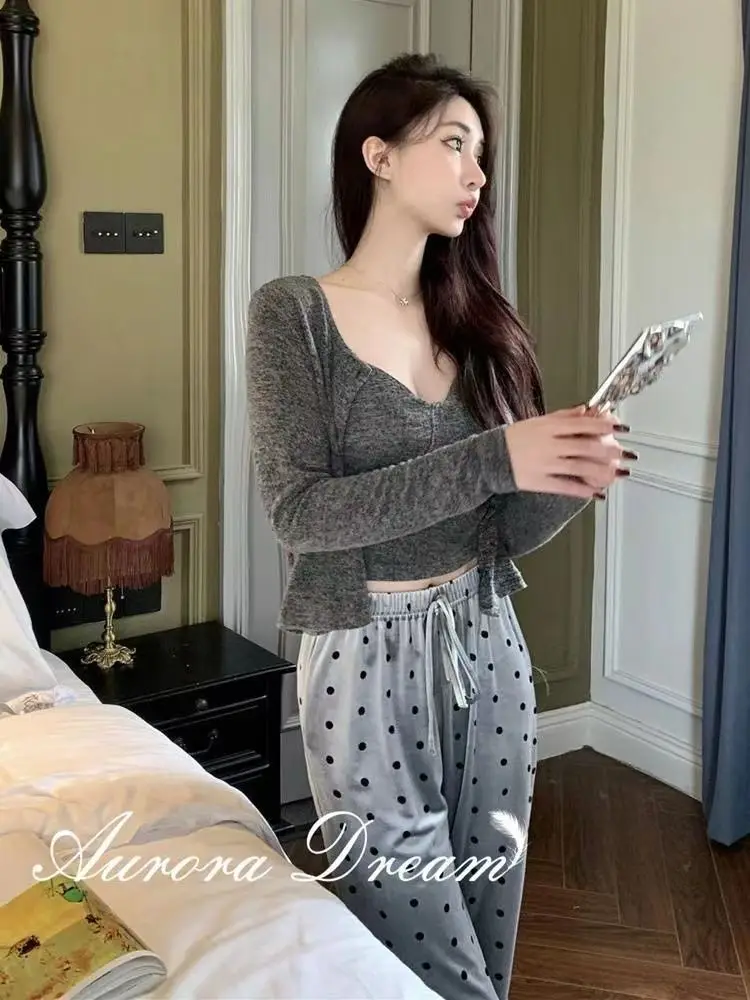 Летняя свободная повседневная женская пижама комплект одежды на тонких