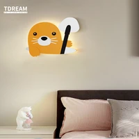 nordic childrens wall lamp creative simple and lovely animal background with three color conversion and remote control