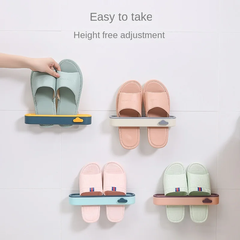 

Wall Mounted Shoe Rack Slippers Drain Storage Rack Shelf Shoe Hanging Holder Bathroom Organizer Clouds Shoes Hanger