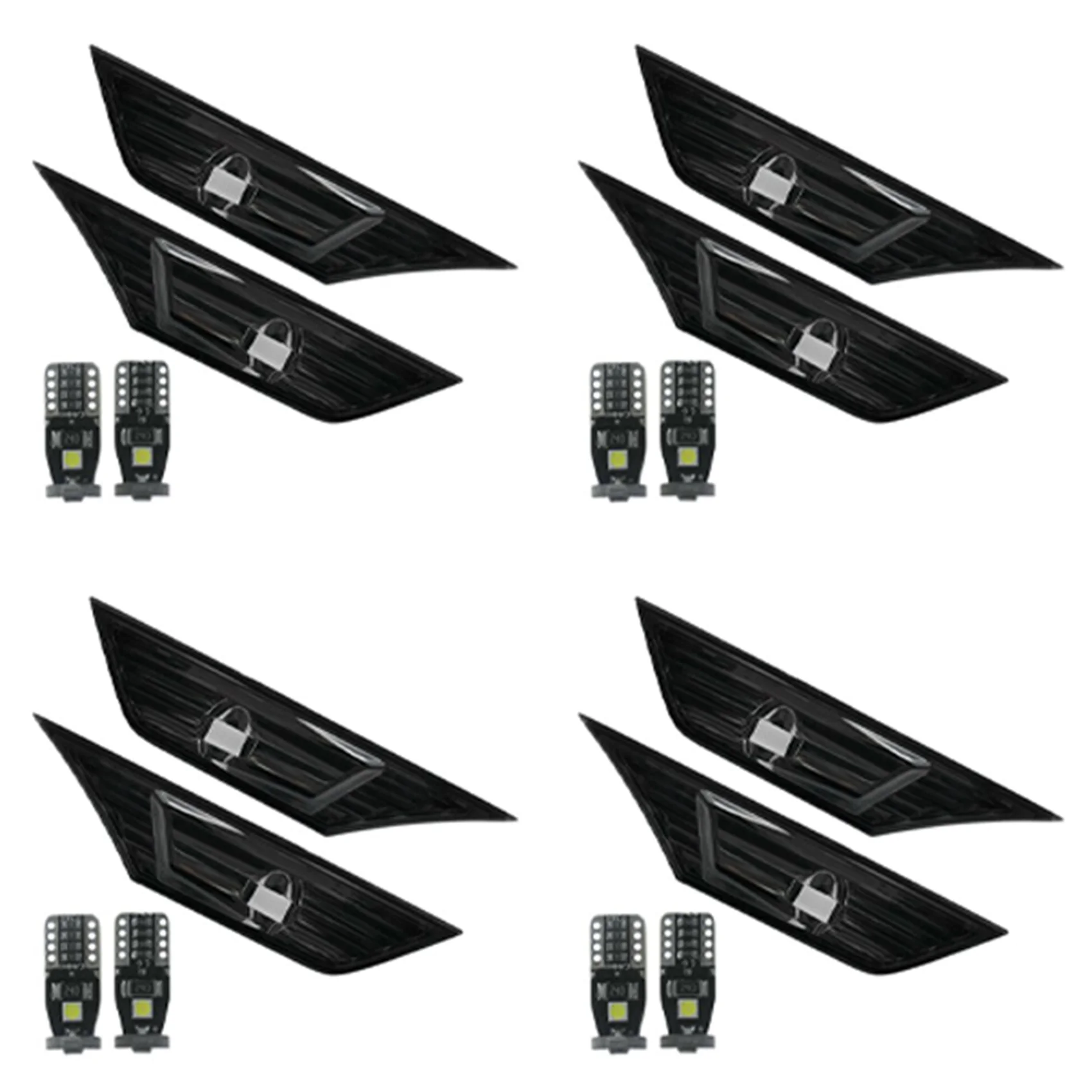 3X Smoke Tinted Lens Side Marker Lamp Light W/ LED for 2016-19 Honda Civic JDM