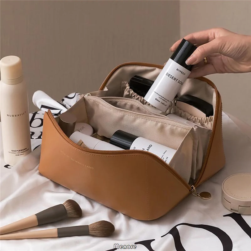 Large-Capacity Travel Makeup Bag Multifunction Pu Cosmetic Pouch Women Portable Toiletries Organizer Waterproof Bathroom Washbag