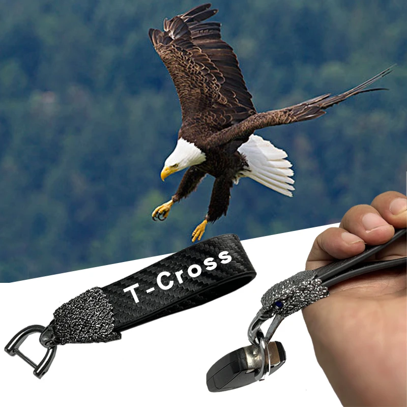 

Car Eagle Head Styling Keychains Key Holder Key Ring Chain for Volkswagen Vw T-CROSS T-Cross Auto Keychain Accessories