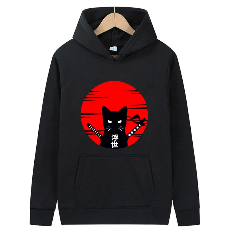 

Men's Hoodie loose Anime Knife Cat print unisex hoodies casual cool men hoodies Hip Hop hoodies men hooded sweatshirts Male tops
