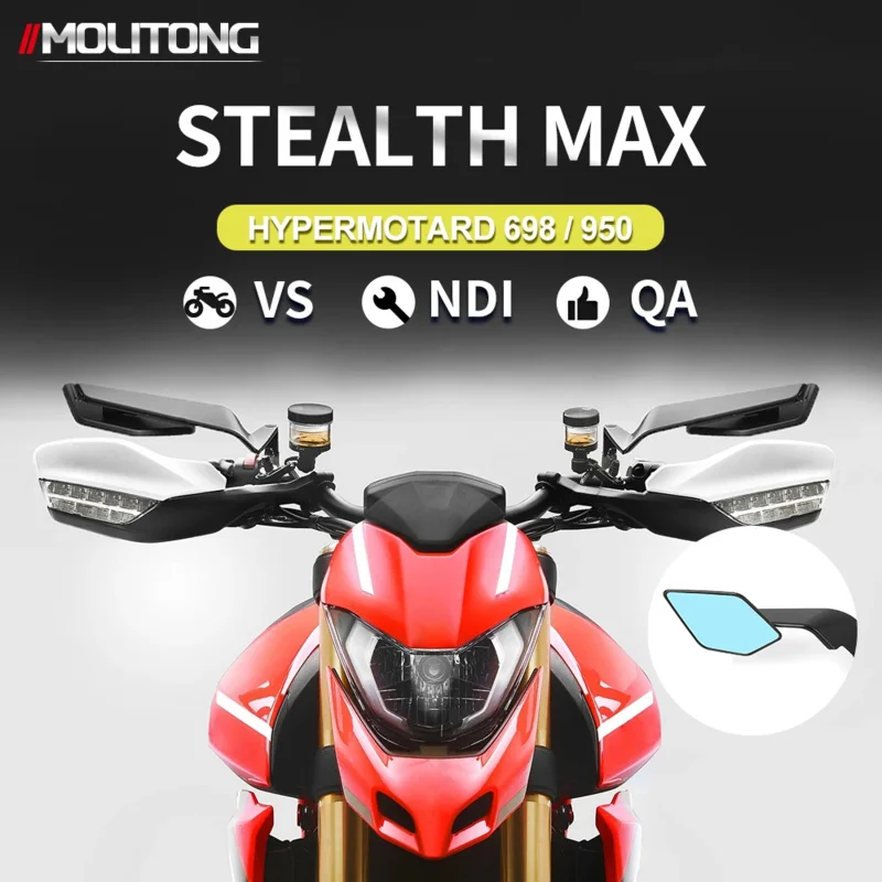 Фото Универсальные мотоциклетные зеркала заднего вида для Ducati Hypermotard 950 SP 698 Mono RVE, широкоугольные, регулируемые боковые зеркала заднего вида №3