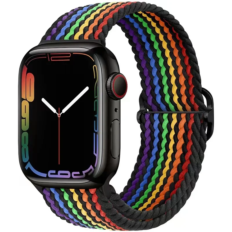 Nylon braided solo loop For Apple watch UItra 8 7  6 5 4 SE 45mm 41mm 44mm 40mm Adjustable elastic strap iWatch 3 42mm 38mm Band