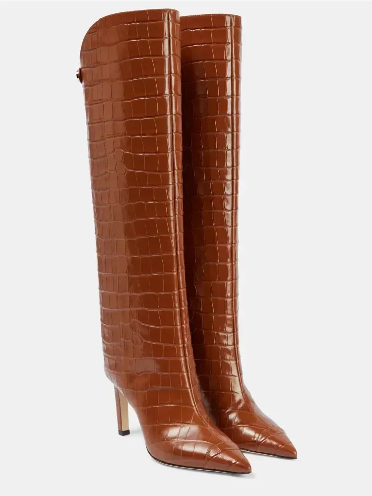 Женские облегающие сапоги на высоком каблуке