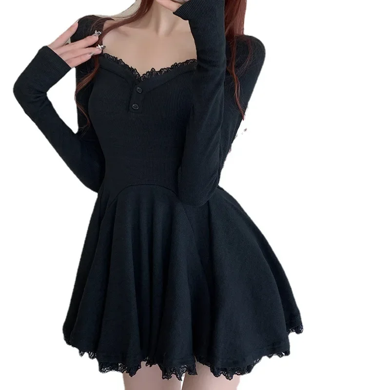 Элегантное платье А-силуэта с длинным рукавом для женщин Новое поступление