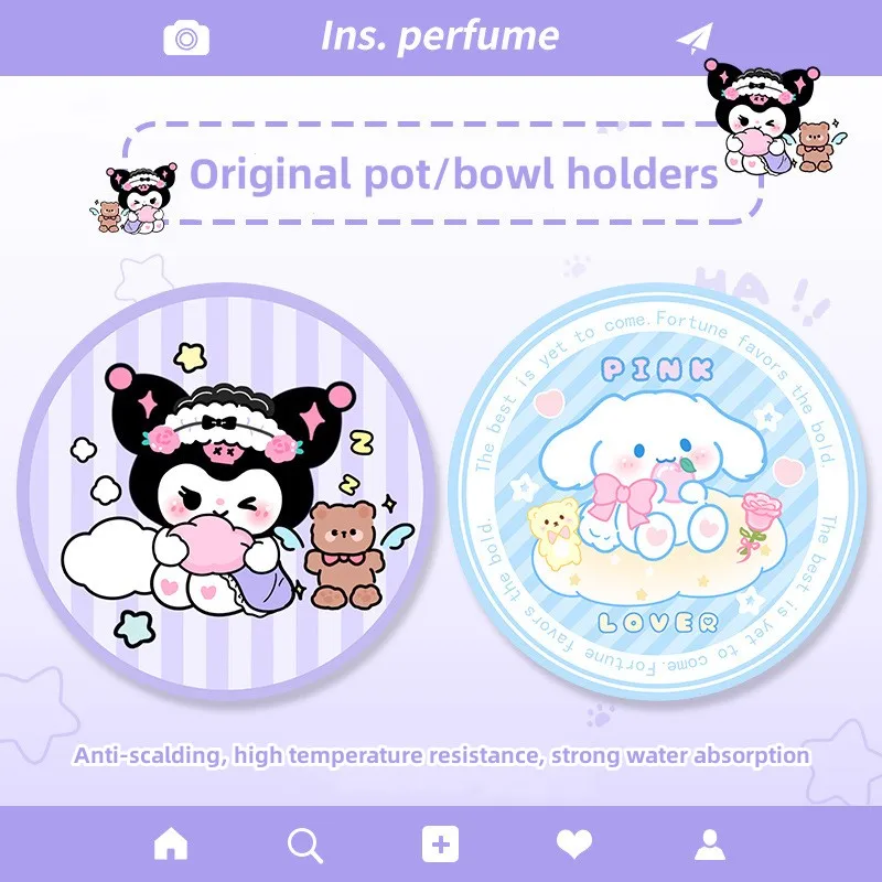 

Sanriod Cinnamoroll почтовый Kuromi противоожоговый стол чаша коврики для горшка подставки домашняя обеденная тарелка коврики