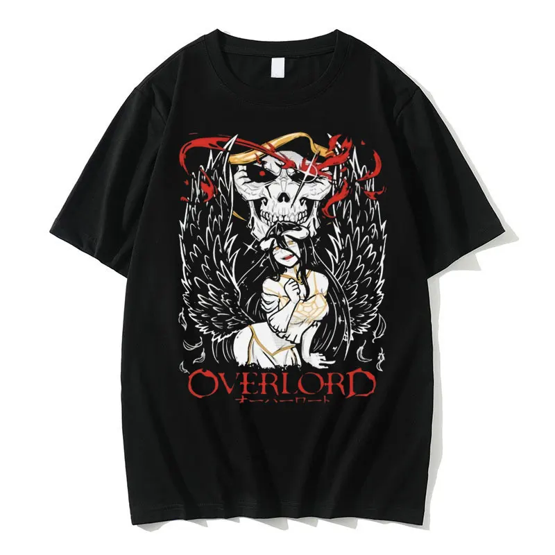 

Japanese Anime Overlord Ainz Ooal Gown Print Tshirt Albedo Graphic T Shirt Men's Manga Oversized T-Shirts Men Women Cotton Tees