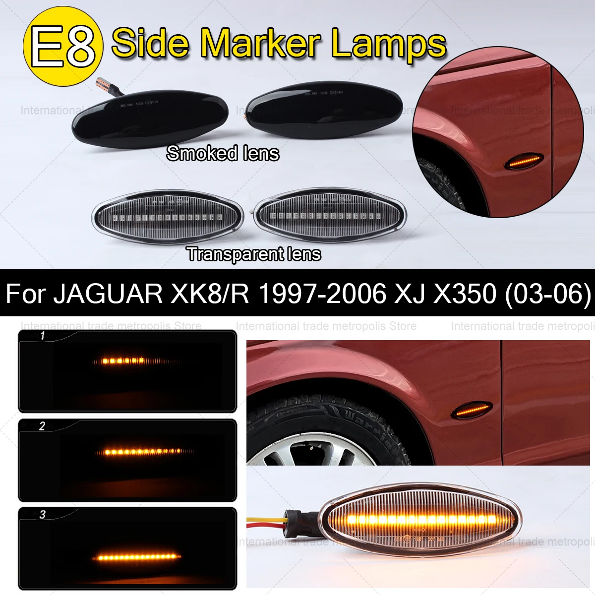 

2 шт., динамические Светодиодные поворотники для JAGUAR XK8/XKR 1997-2006 S-Type 1999-2007 XJ X350 2003-2006