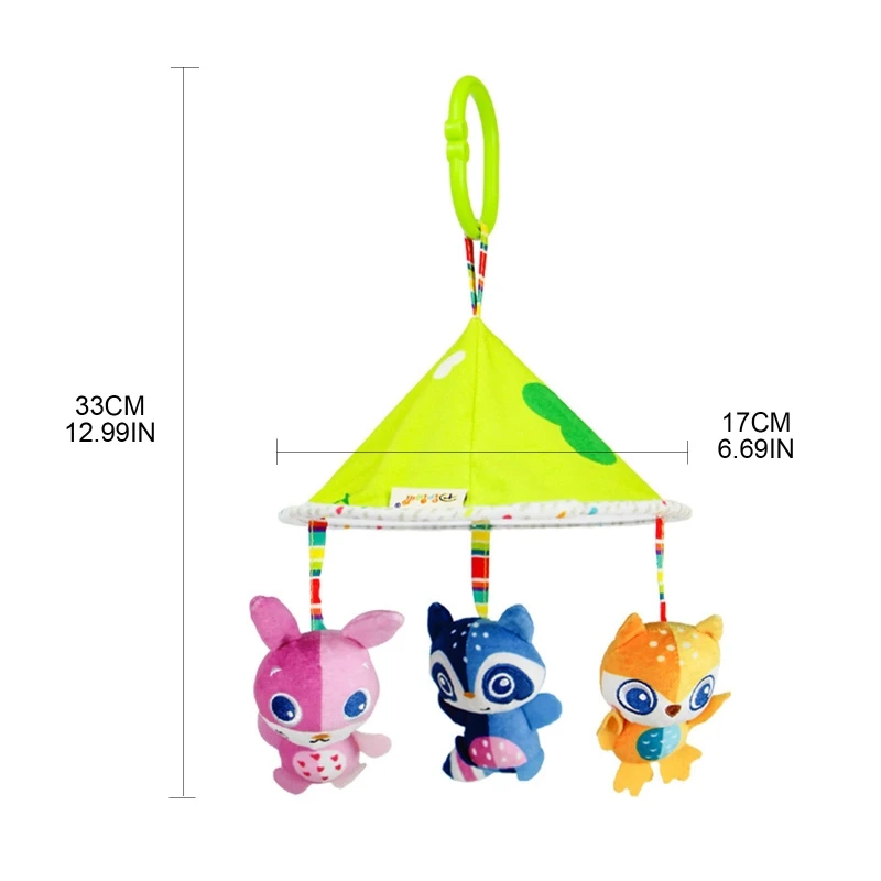 

Q6PD Baby Stroller Rattle Toy Pushchair Wind Chime Pram Pendant Crib Hanging Bed Bell Cartoon Animal Plush Doll Infants Cot Toys