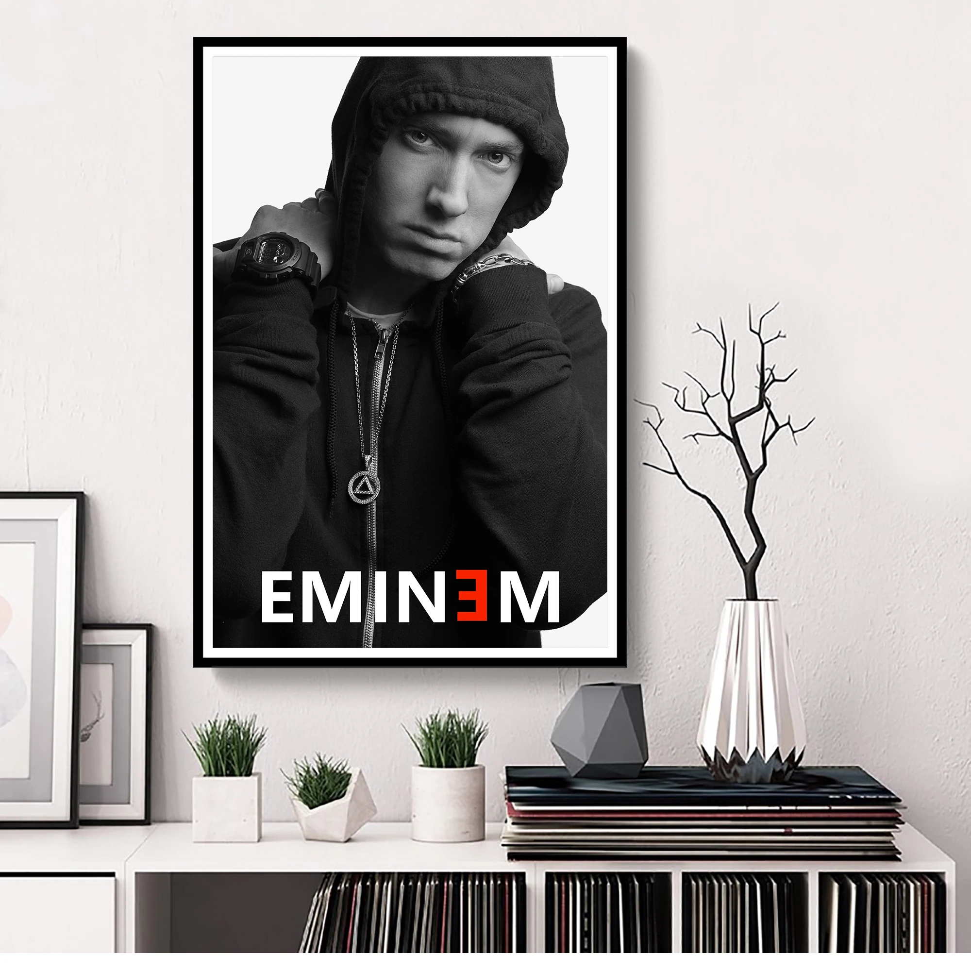 

Custom Printing Wall Mural Art Hip Hop Rapper Eminem Poster Stickers Rap God Eminem Wallpaper Office Bar Living Room Decor #0082