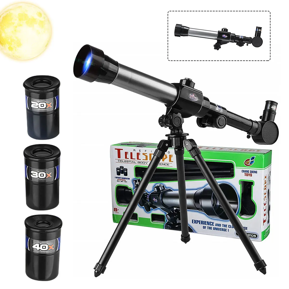 

20X 40X Children Monocular Telescope Astronomical Telescope Stargazing Monocular With Tripod Use For Science Experiment Camping